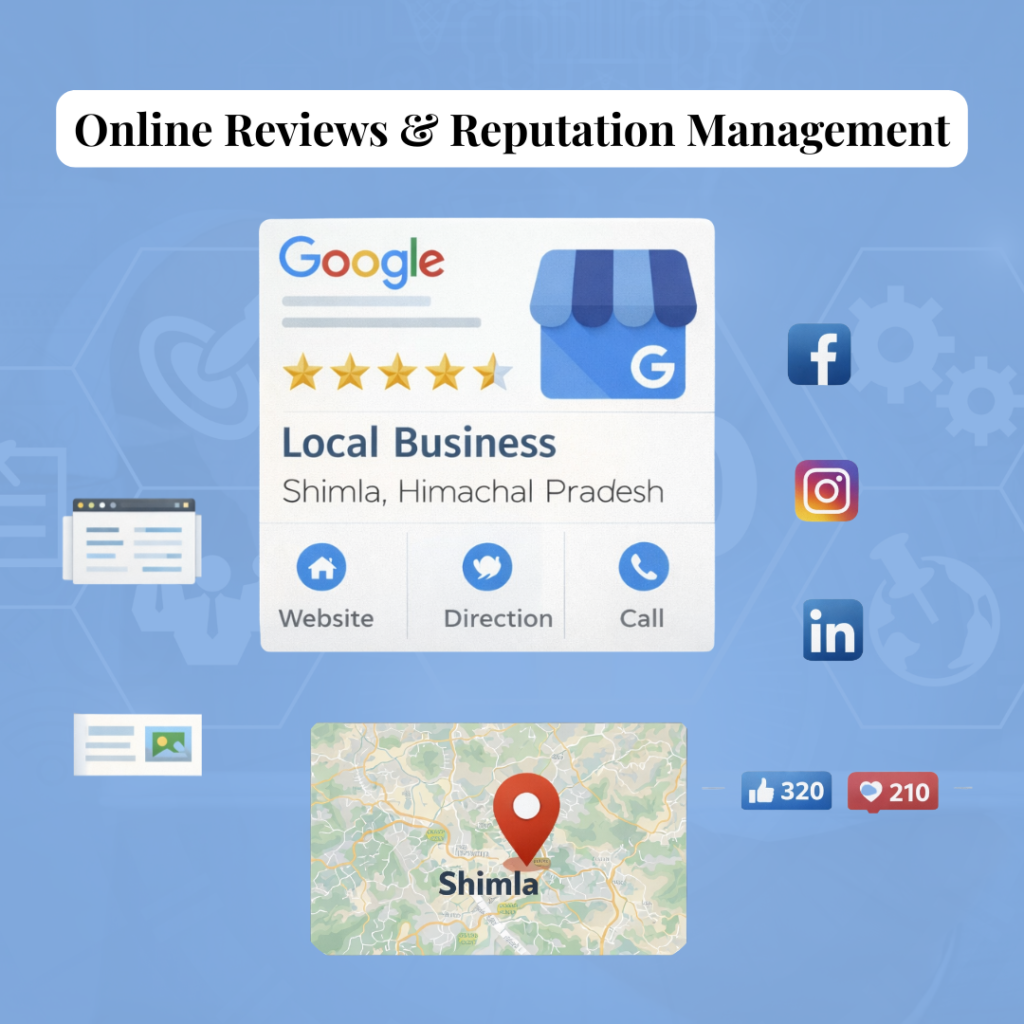 Local SEO off-page factors like Google Business Profile, reviews and social media for Shimla businesses