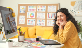 girl working on a computer