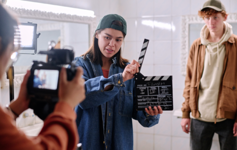 student creating content