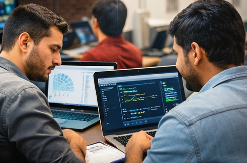 Students working on Artificial Intelligence projects