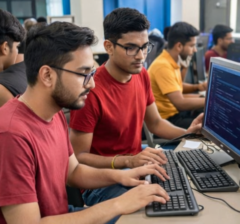 students learning machine learning programming