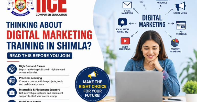 Digital Marketing Training in Shimla at IICE Computer Education with practical learning, SEO, social media marketing, email marketing, content marketing, online advertising, analytics, and career-focused training.