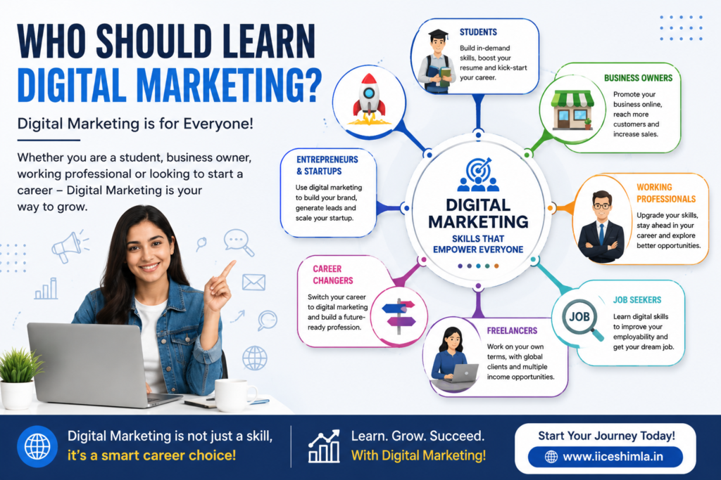Students professionals freelancers and business owners learning digital marketing